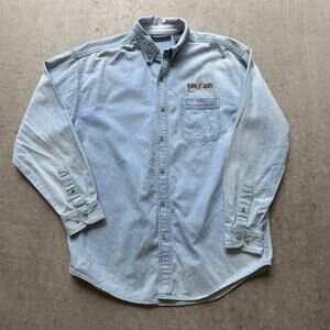 Vintage 90's Georgia Tech Yellow Jackets Denim Button Up Long Sleeve Shirt Sz L